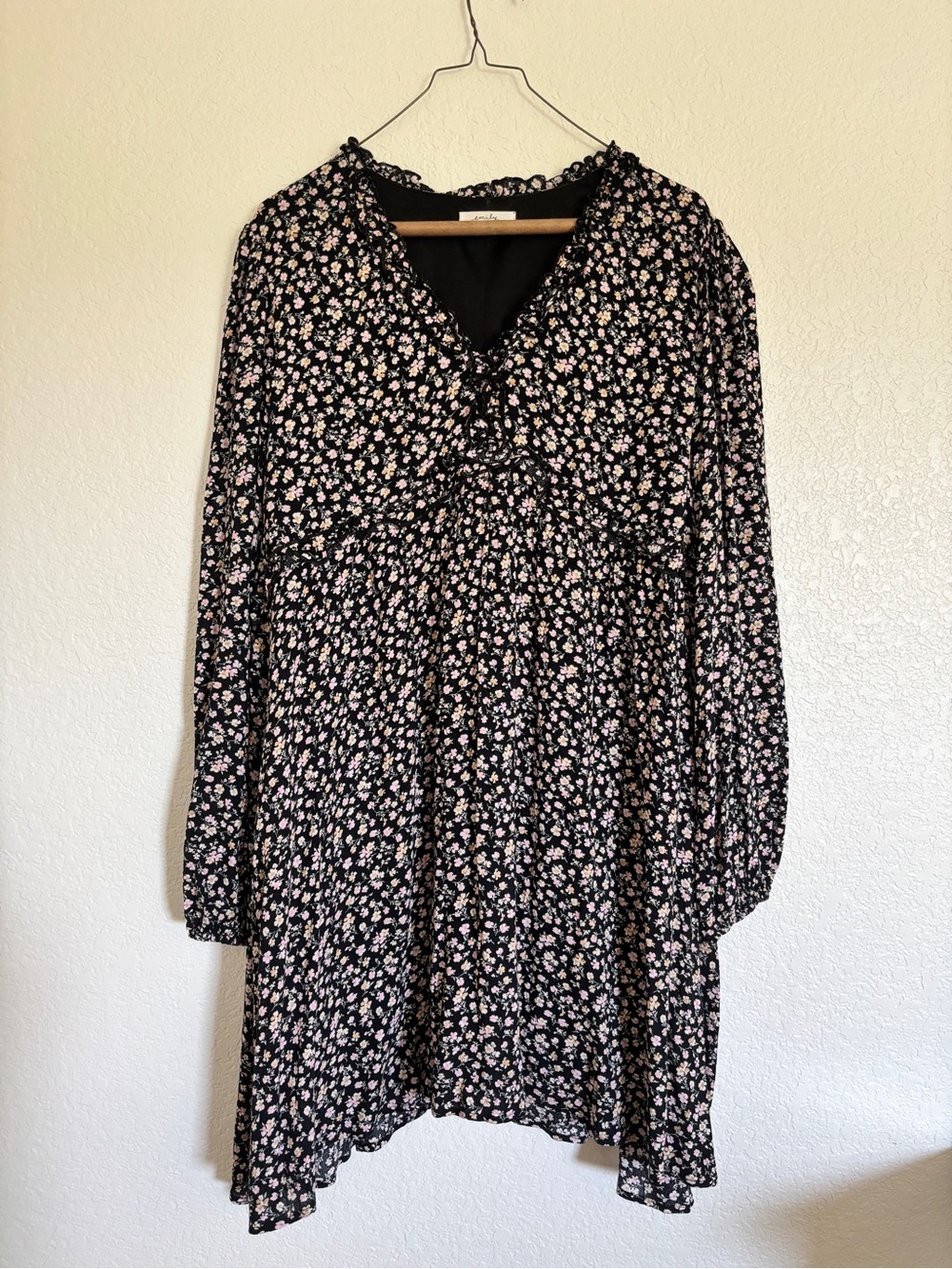 Emily Wonder Floral Long Sleeve Mini Dress – Size Large